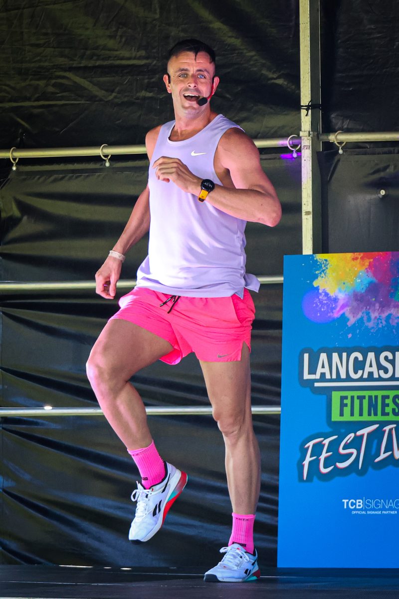 David presenting at a fitness festival